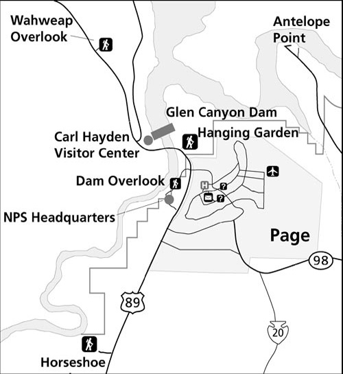 Map to Glen Canyon Dam Overlook image